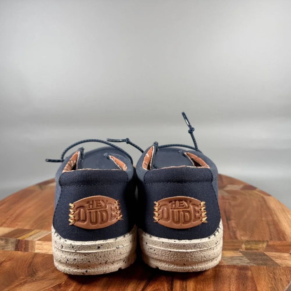 Hey Dude Wally Youth Washed Canvas Navy Blue Slip On Loafers 40567-410 Size 4Y